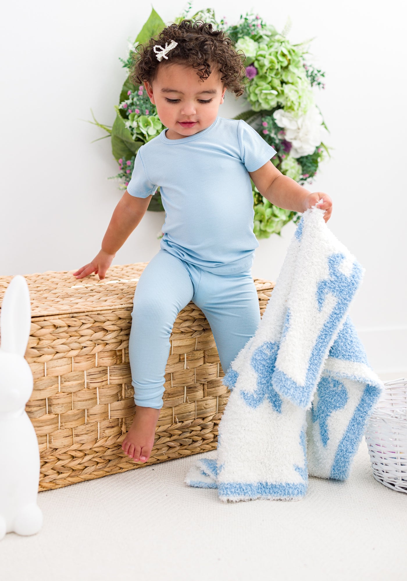 Baby Blue Ribbed 2-Piece Pajamas