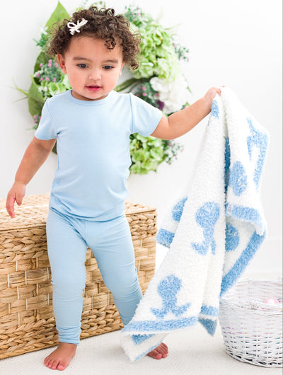 Blue Bunny Microfiber Blanket- STROLLER