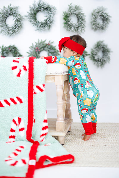 candy canes microfiber blanket- TODDLER