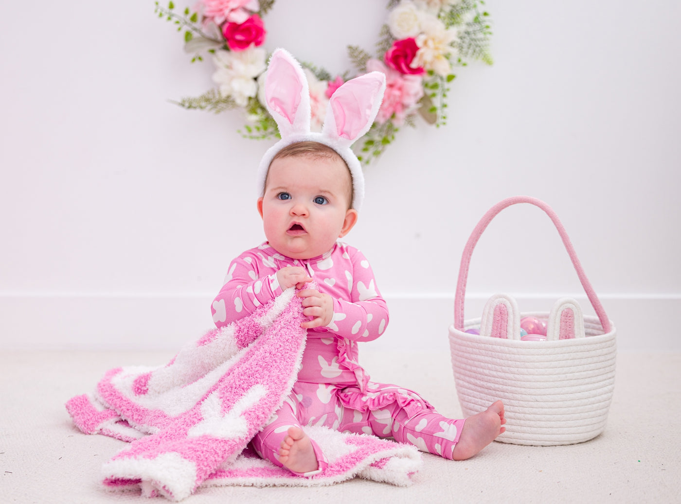 Pink Bunny Microfiber Blanket- STROLLER