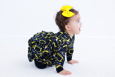 graffiti football peplum set : BLACK AND YELLOW/GOLD