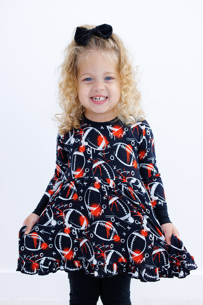 Graffiti Football Peplum Set : BLACK AND ORANGE