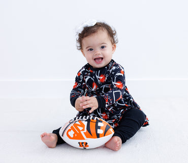 Graffiti Football Peplum Set : BLACK AND ORANGE
