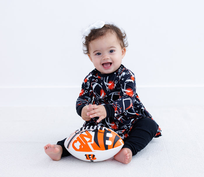 Graffiti Football Peplum Set : BLACK AND ORANGE