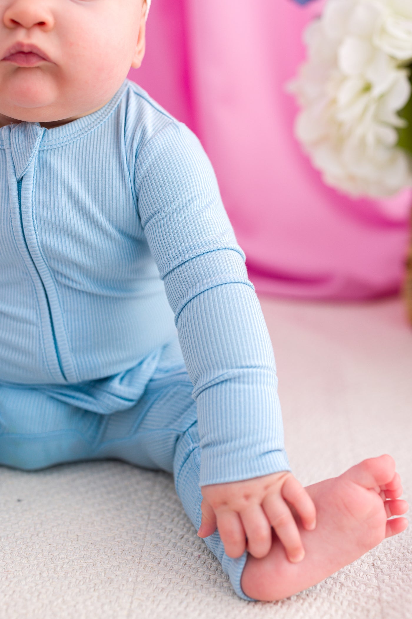 Baby Blue Ribbed Convertible Romper