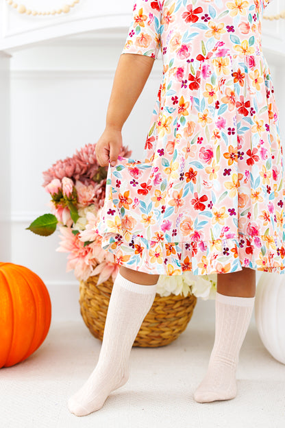 Knee-High Socks Set- MOSS AND LATTE