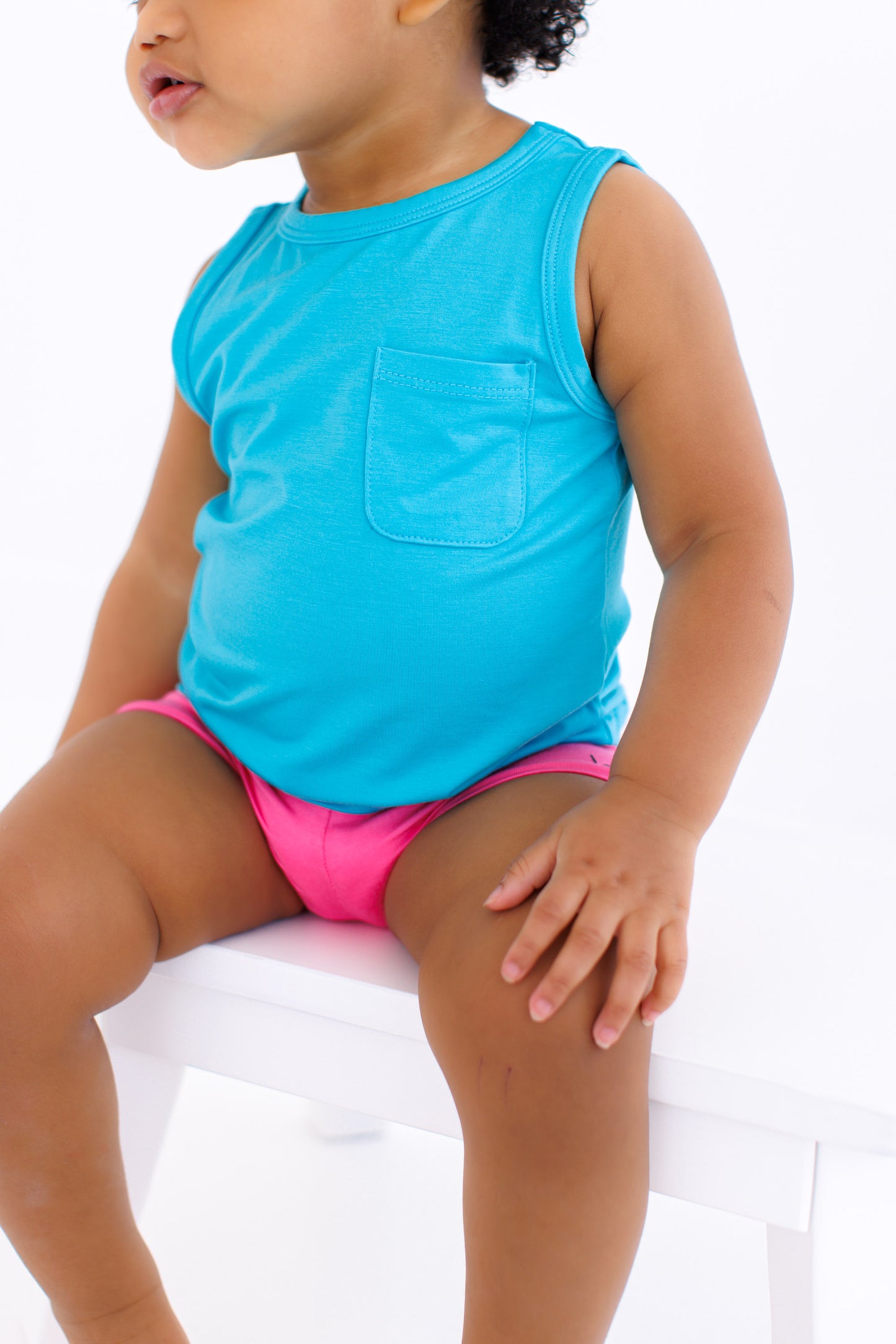 Bamboo pocket tank top for kids with breathable lightweight fabric