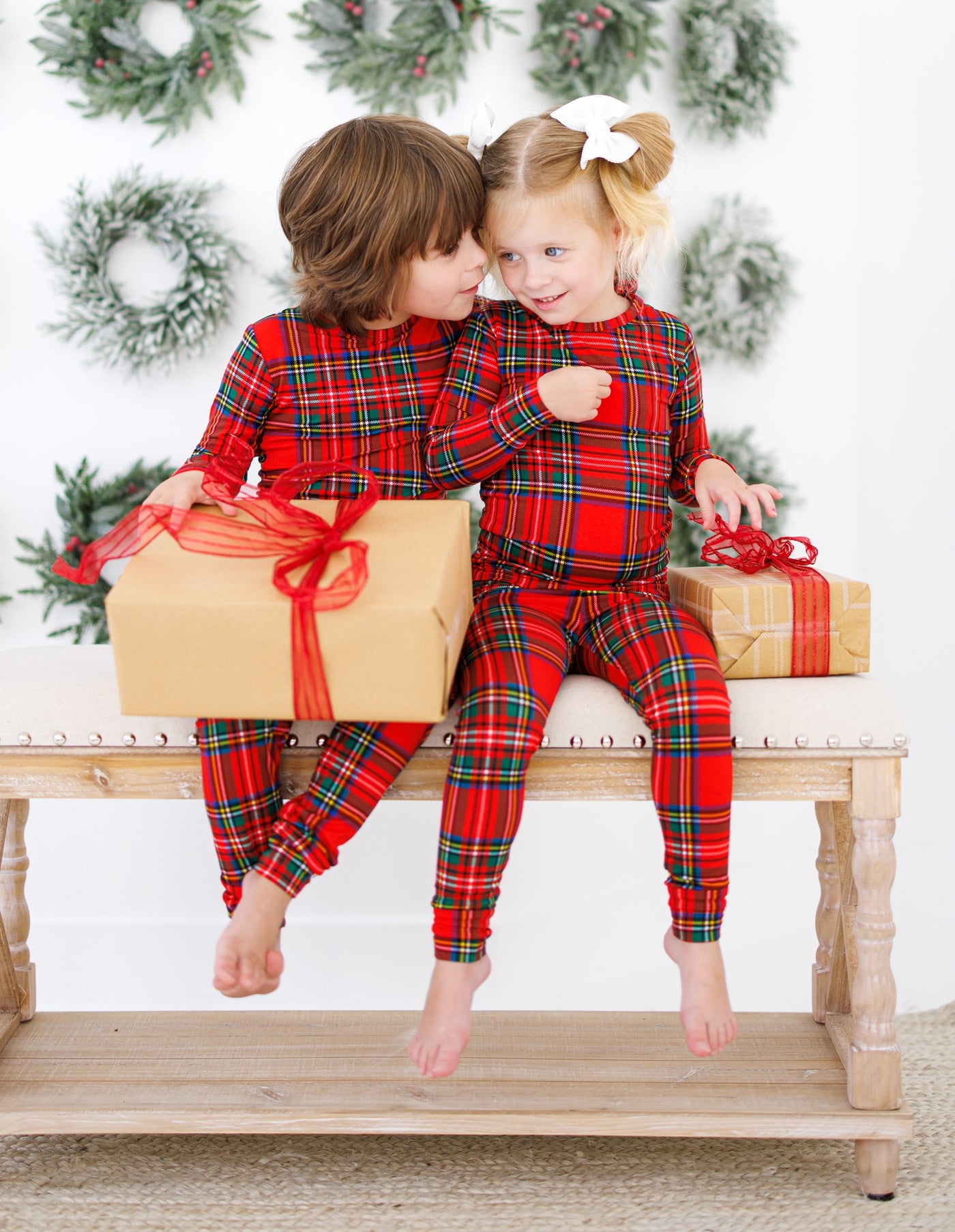 tartan plaid 2-piece pajamas