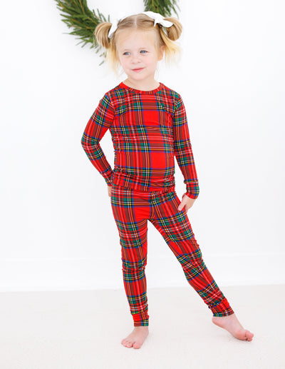 tartan plaid 2-piece pajamas