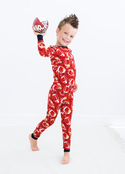 graffiti football 2-piece pajamas: RED AND GOLD