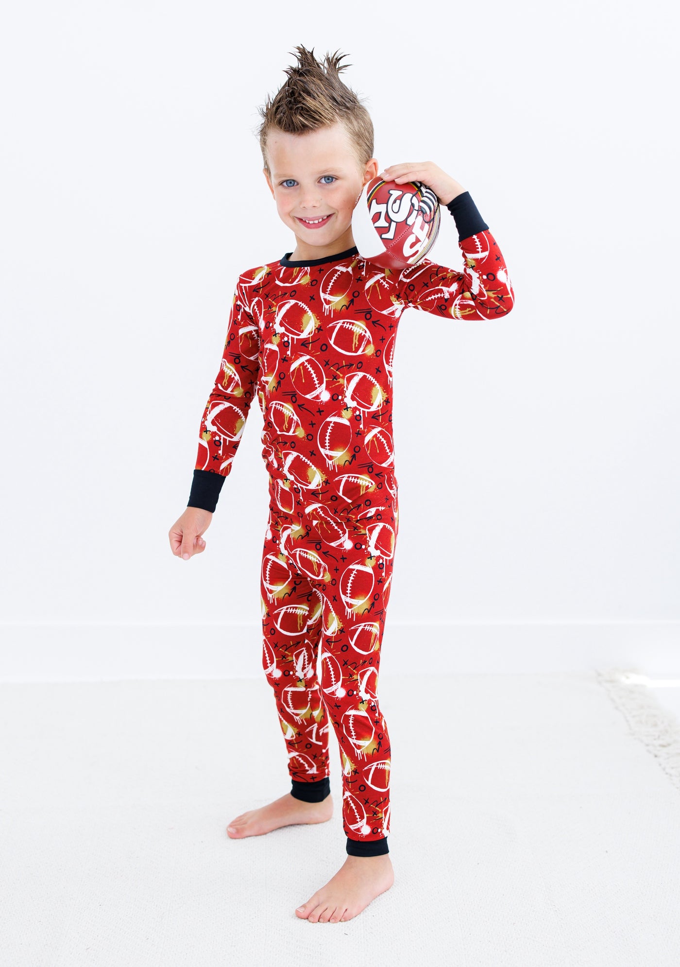 graffiti football 2-piece pajamas: RED AND GOLD