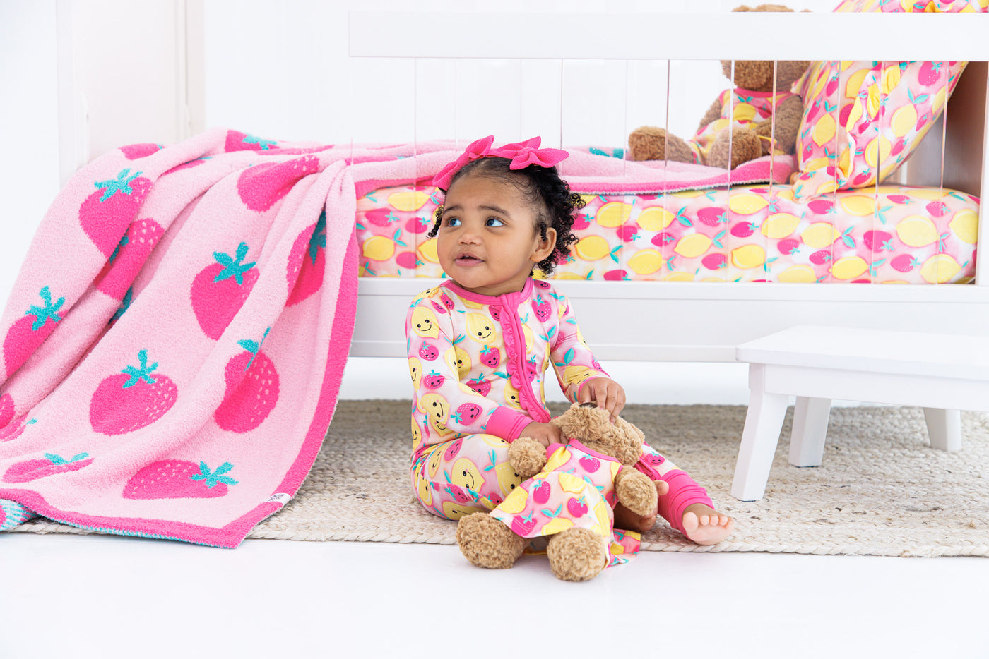 strawberry microfiber birdie blanket- TODDLER