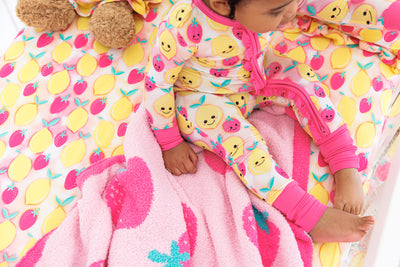 strawberry microfiber birdie blanket- TODDLER