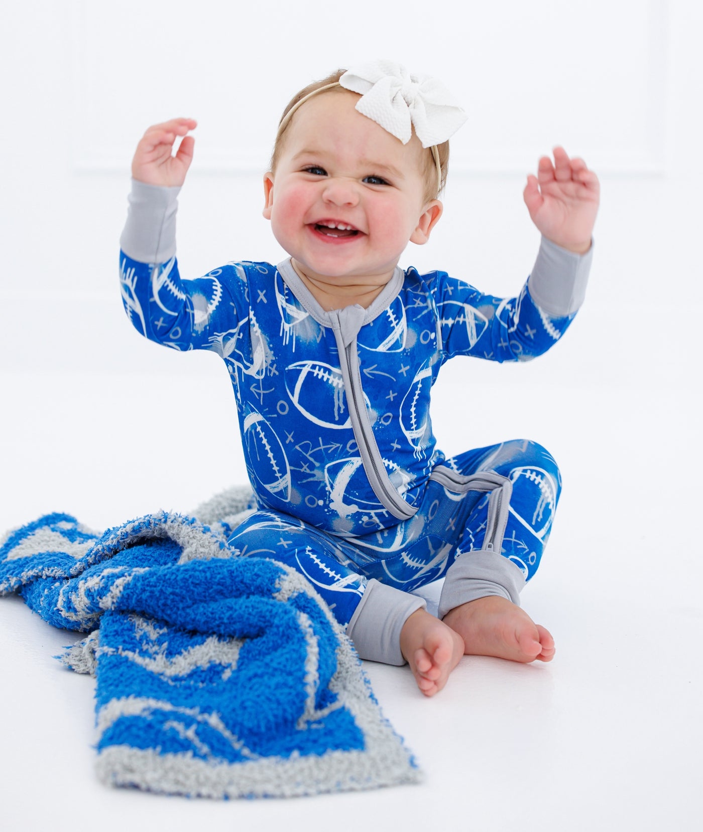 Football Blanket- BLUE/SILVER - STROLLER