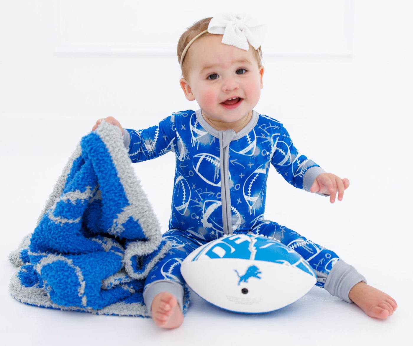 Football Blanket- BLUE/SILVER - STROLLER