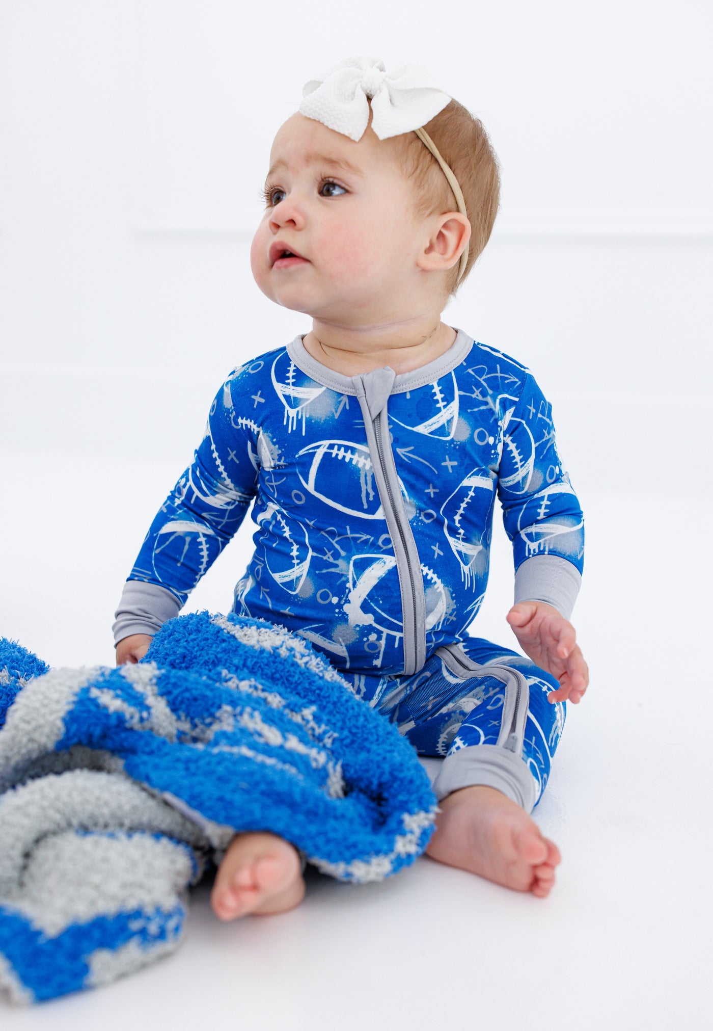 Football Blanket- BLUE/SILVER - STROLLER