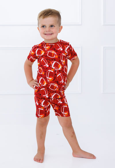 graffiti football 2-piece pajamas: RED AND ORANGE