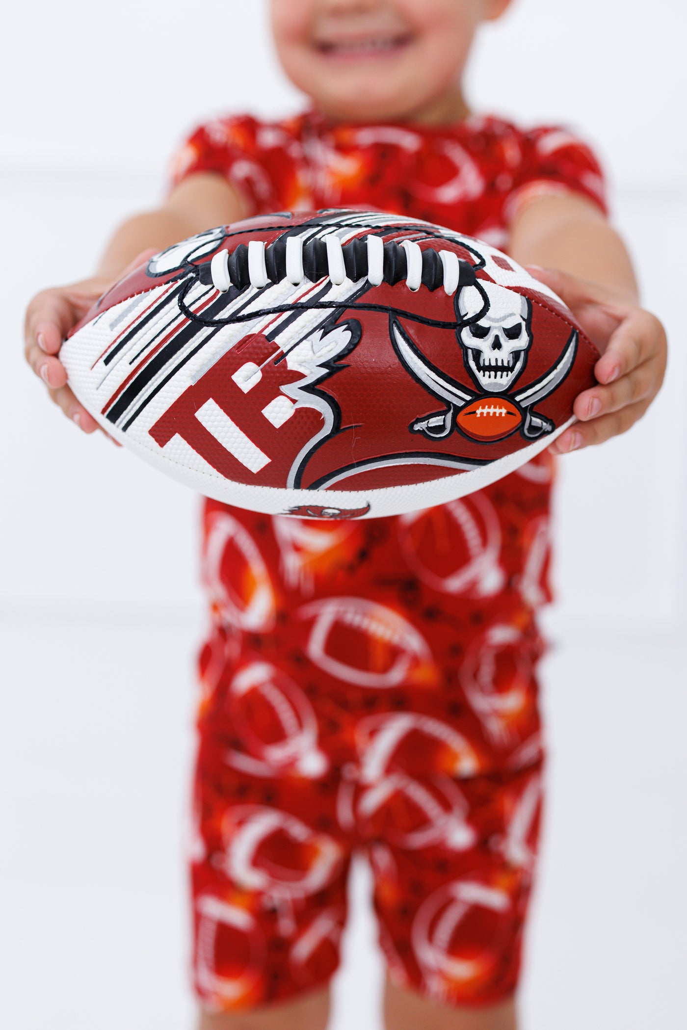 Graffiti Football 2-Piece Pajamas: RED AND ORANGE