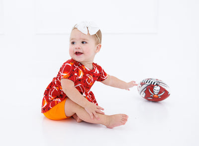 graffiti football peplum set : RED AND ORANGE