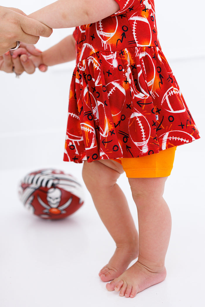 Graffiti Football Peplum Set : RED AND ORANGE