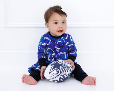 graffiti football peplum set : BLUE AND WHITE WITH STARS