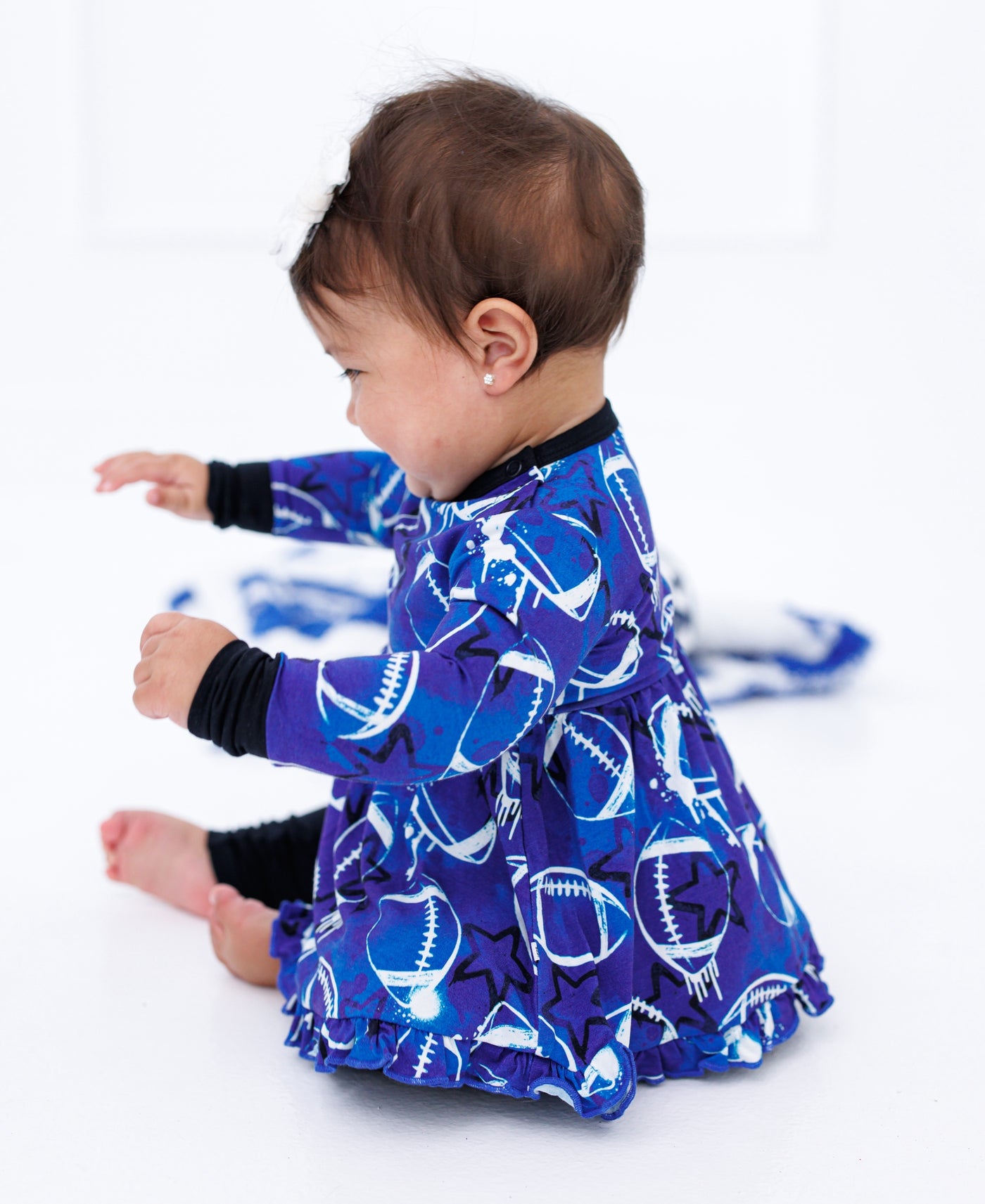 graffiti football peplum set : BLUE AND WHITE WITH STARS