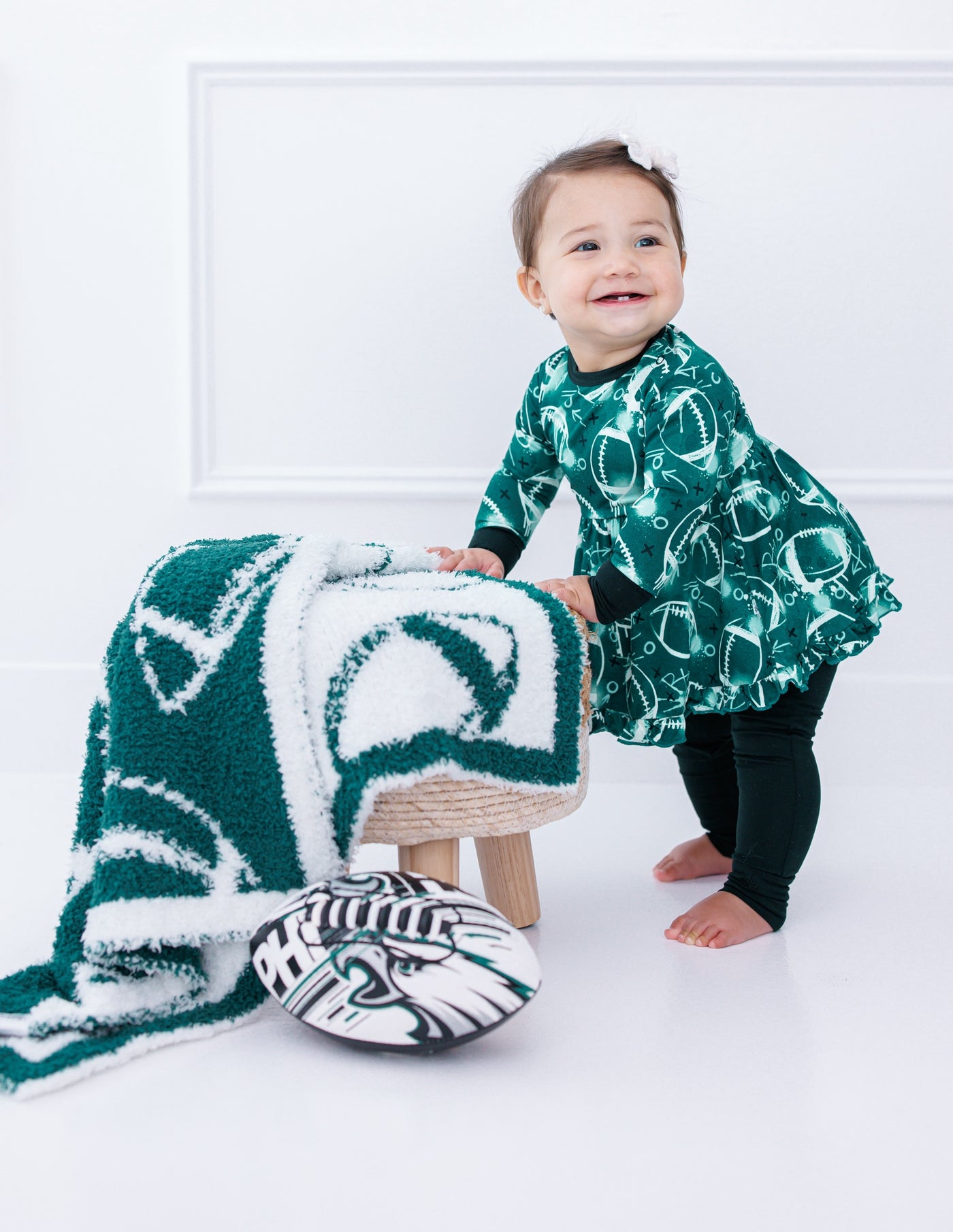 Football Blanket- GREEN/SILVER - STROLLER