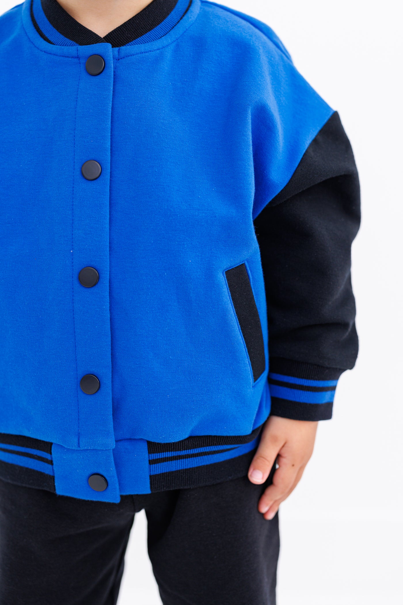 blue and black Varsity Jacket