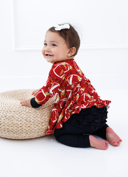 Graffiti Football Peplum Set : RED AND GOLD