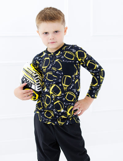 graffiti football henley t- shirt : BLACK AND YELLOW/GOLD