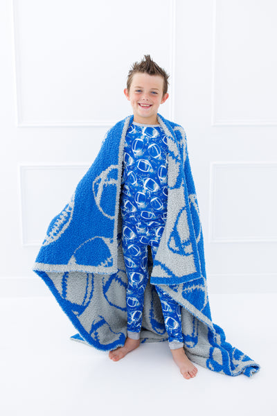 football blanket- BLUE/SILVER -TODDLER