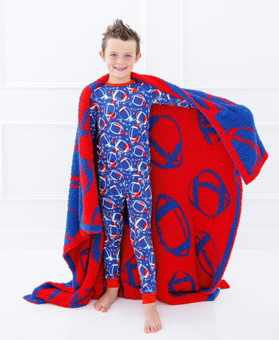 football blanket- BLUE/RED -TODDLER