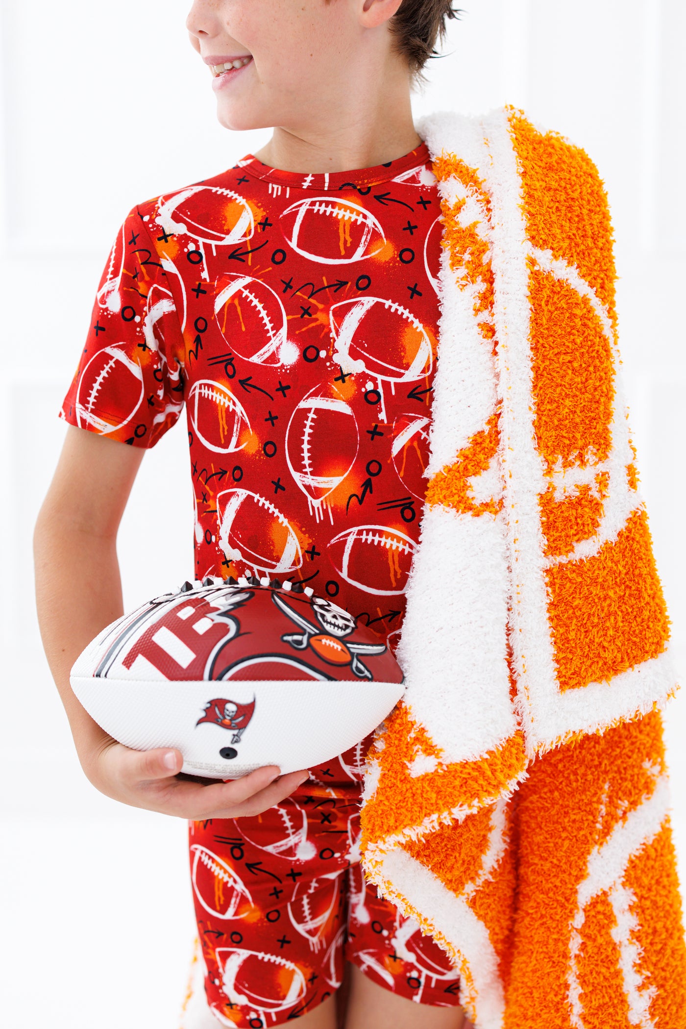 Football Blanket- ORANGE/WHITE -TODDLER