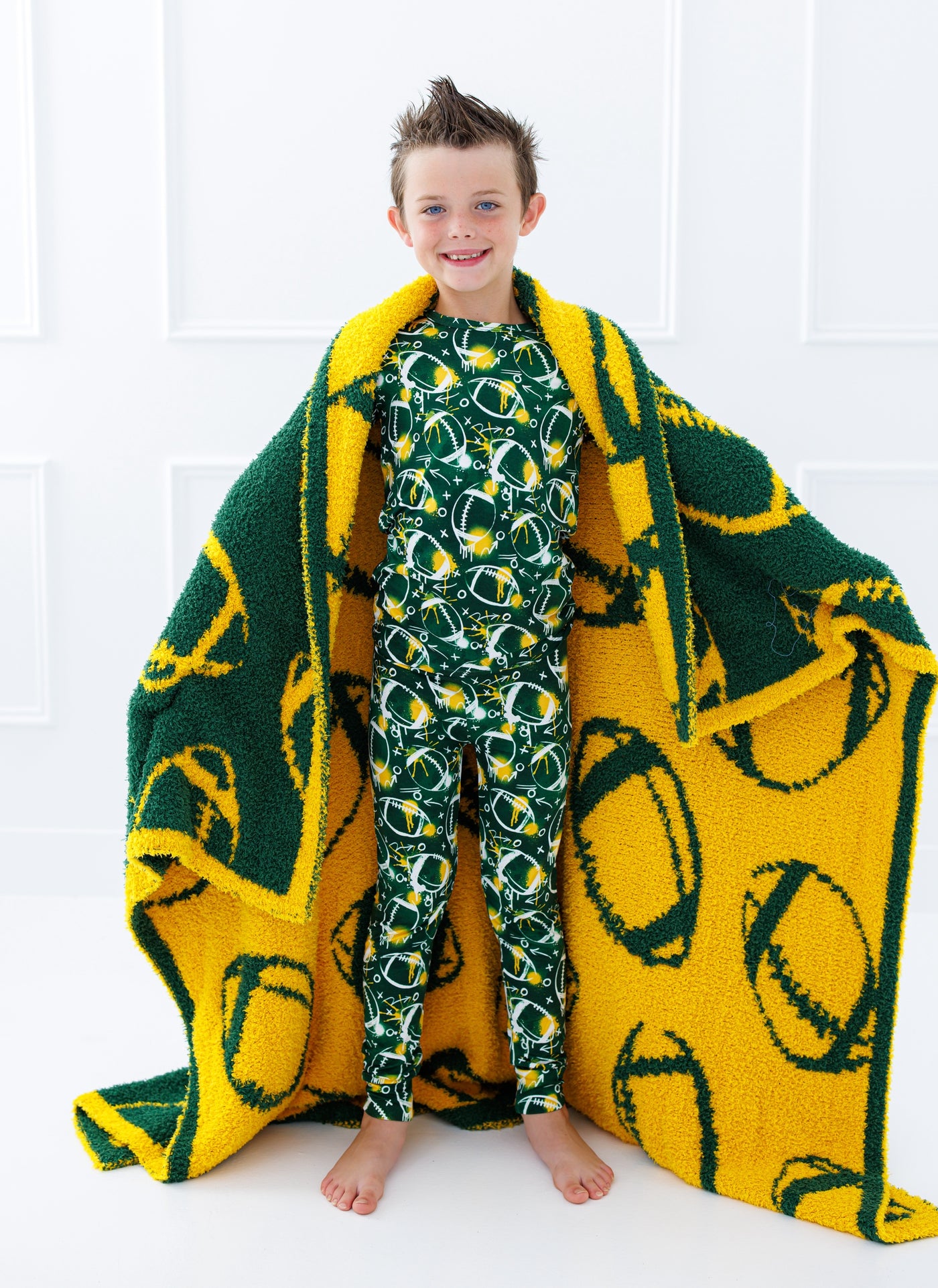 Football Blanket- GREEN/YELLOW -TODDLER