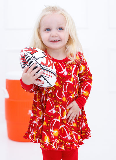 graffiti football peplum set : RED AND YELLOW/GOLD