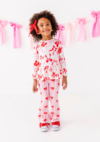 Blushing Bows bamboo cotton peplum top styled for Valentine’s Day outfit