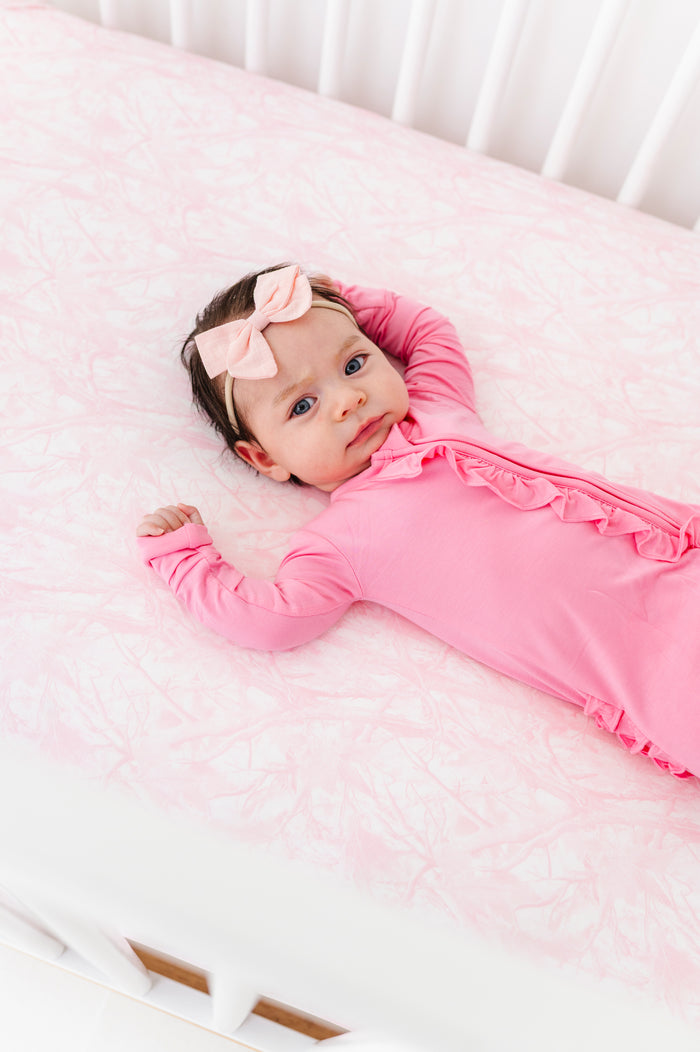 Pink Tree Camo Crib Sheet