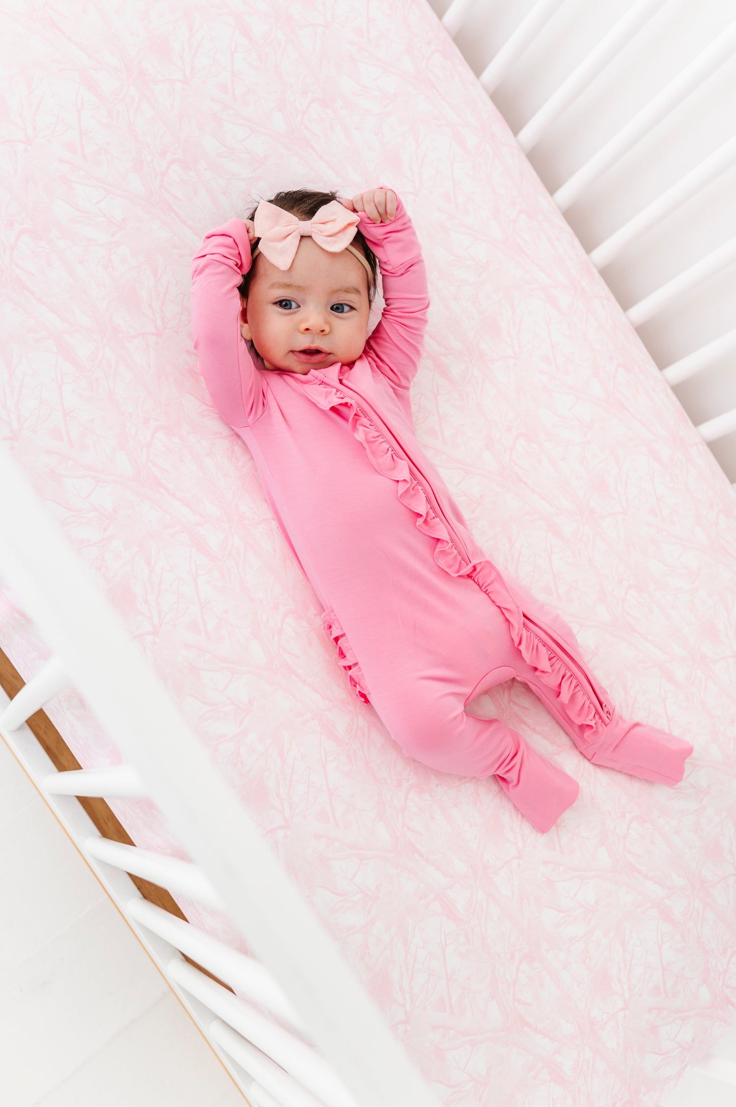 Pink Tree Camo Crib Sheet