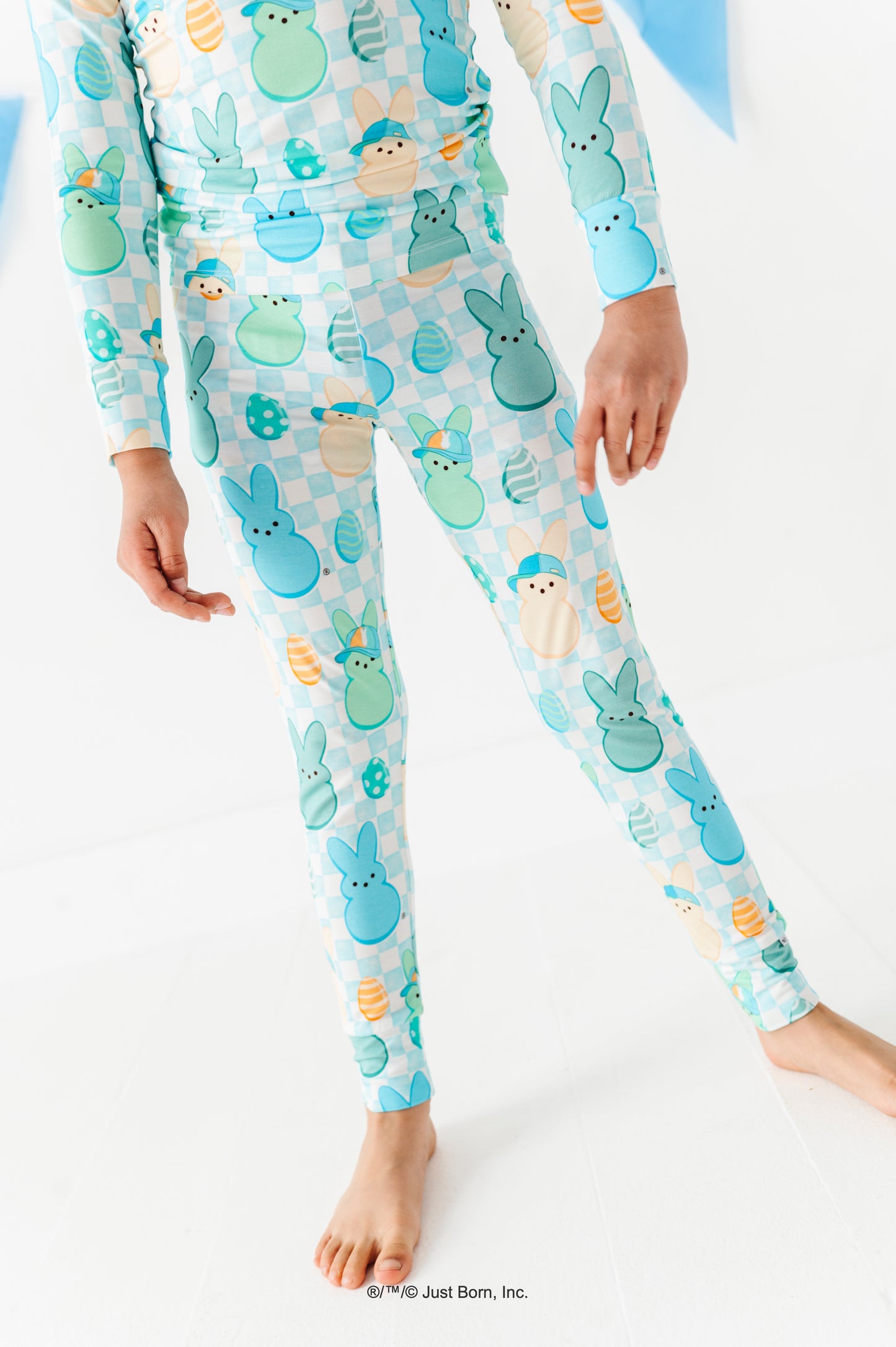 Children's pajamas with PEEPS® pattern on a white background