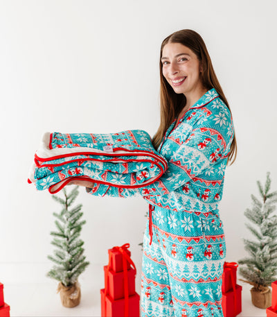 Frosty Fair Isle Plush Throw Blanket
