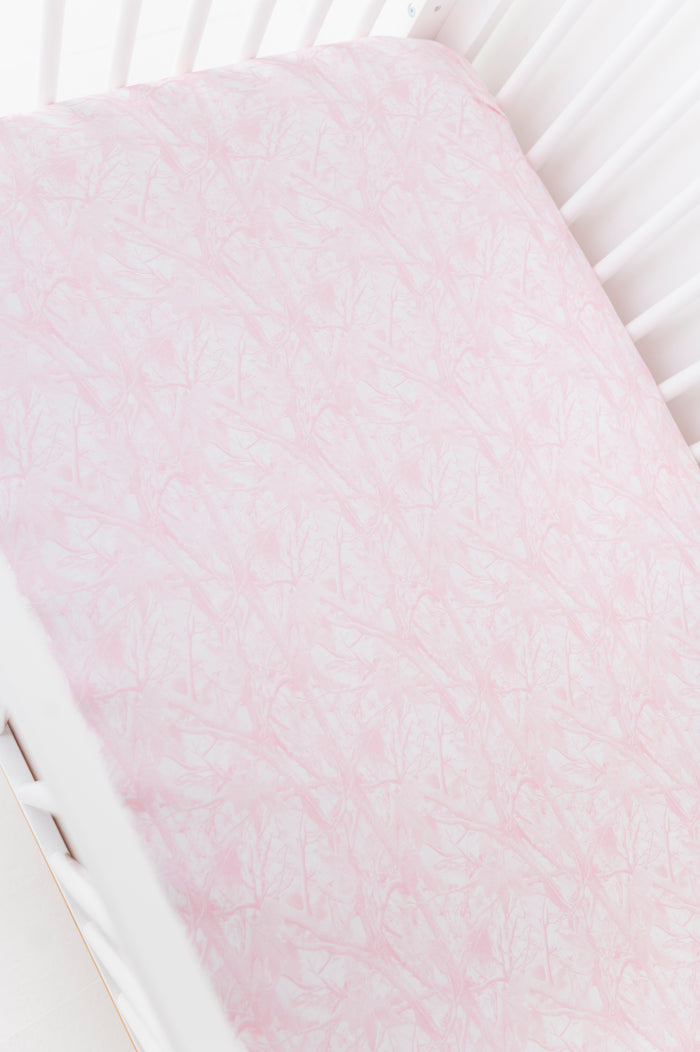 Pink Tree Camo Crib Sheet