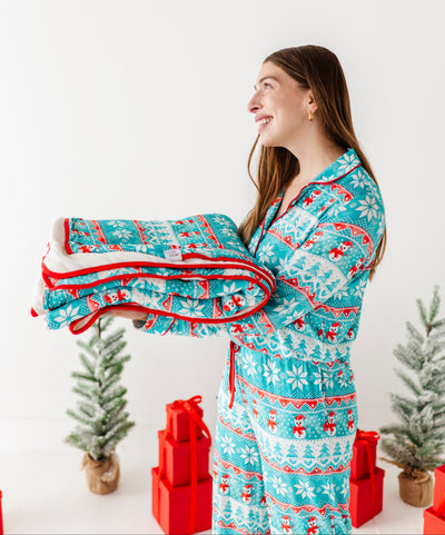 Frosty Fair Isle Plush Throw Blanket