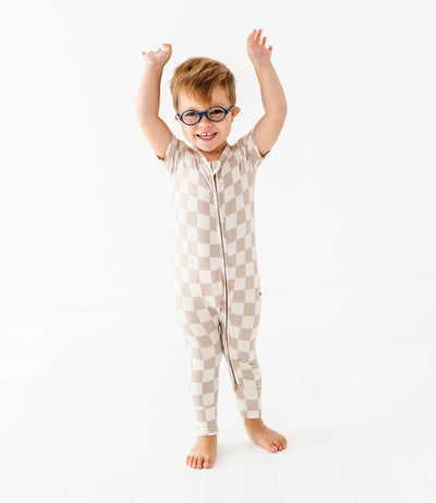 Oat Check Zip Romper