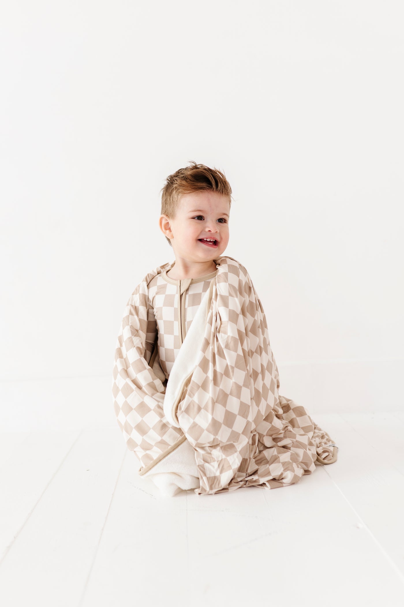 Oat Check Plush Toddler Blanket