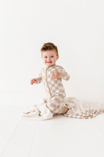 Oat Check Plush Toddler Blanket