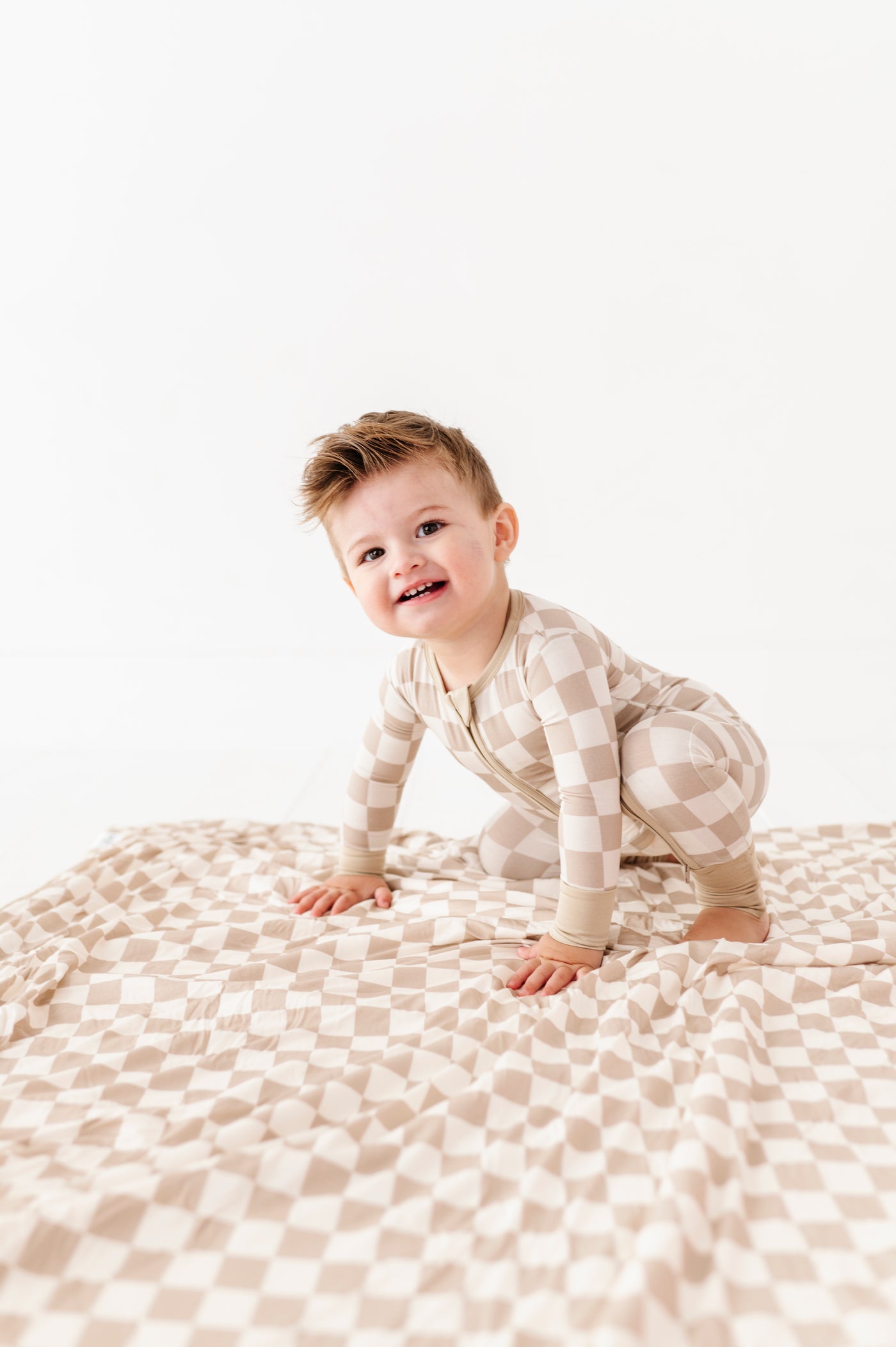 Oat Check Plush Toddler Blanket