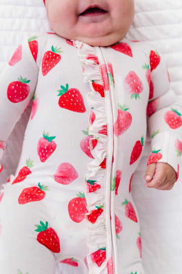 Sweet Strawberry Ruffle Convertible Romper