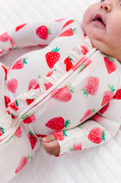 Sweet Strawberry Ruffle Convertible Romper