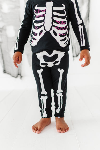 Bones Glow-In-The-Dark 2-Piece Pajamas - PINK