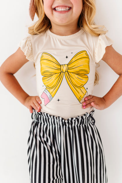 Pencil Bow Ruffle Top